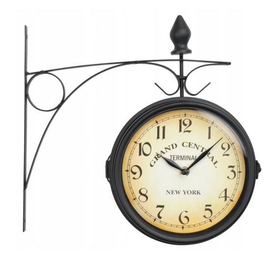 Zegar ścienny dworcowy loft retro dwustronny