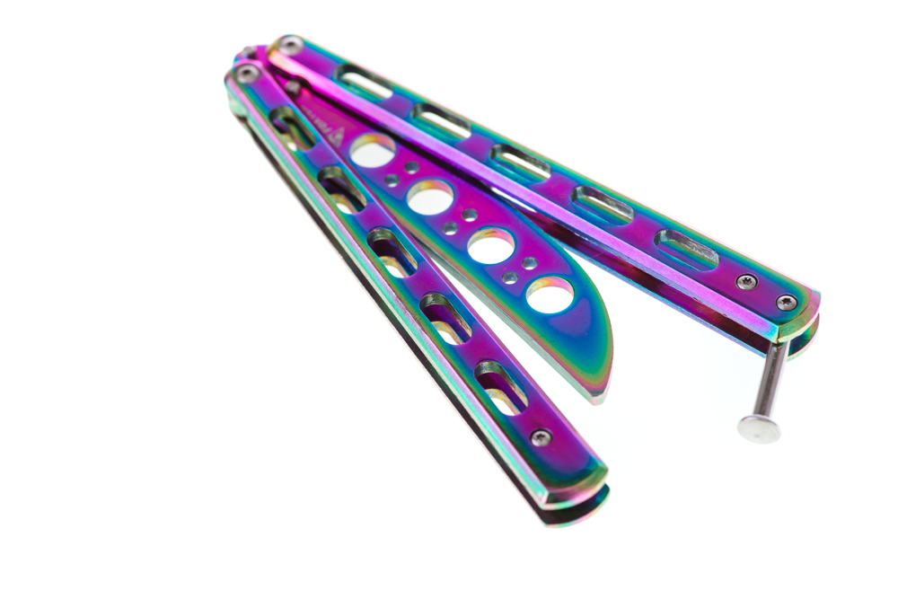 FOXTER® Nóż motylkowy treningowy tępy motylek do treningu tęczowy - obrazek 4