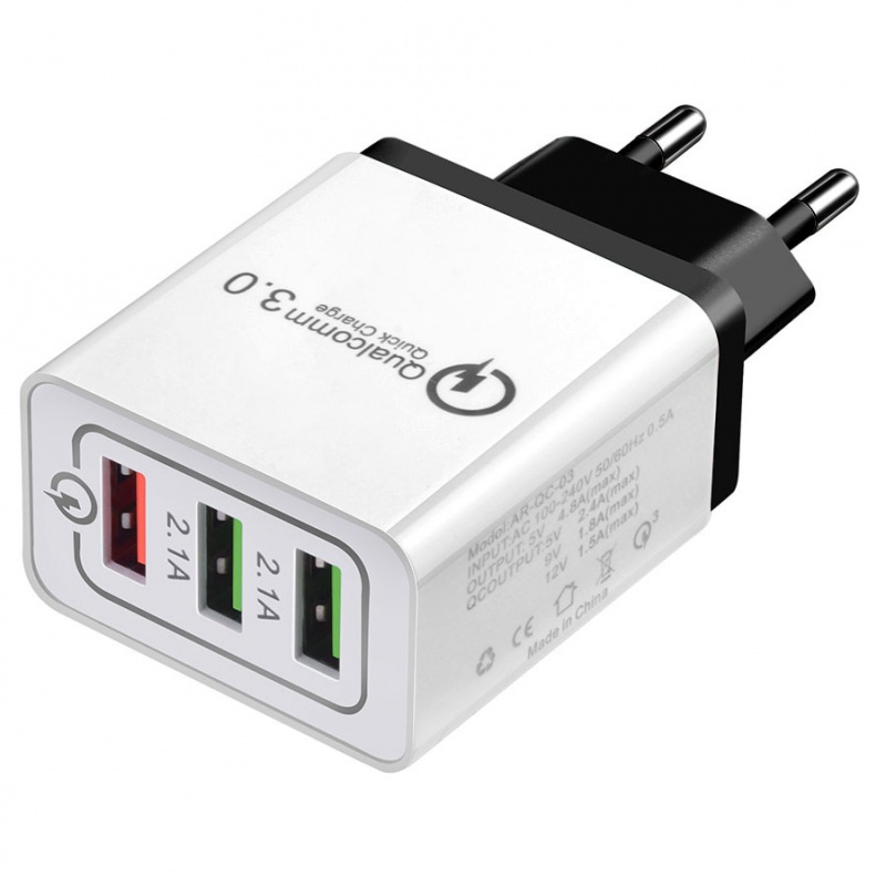 Uniwersalny adapter ładowarka sieciowa 3x usb turbo qc 3.0