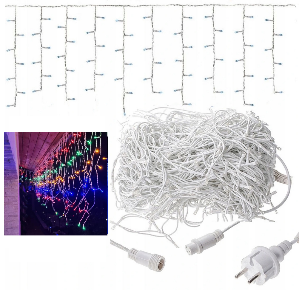 Sople 500 grube zewnętrzne led lampki multikolor ip44 flash 16m