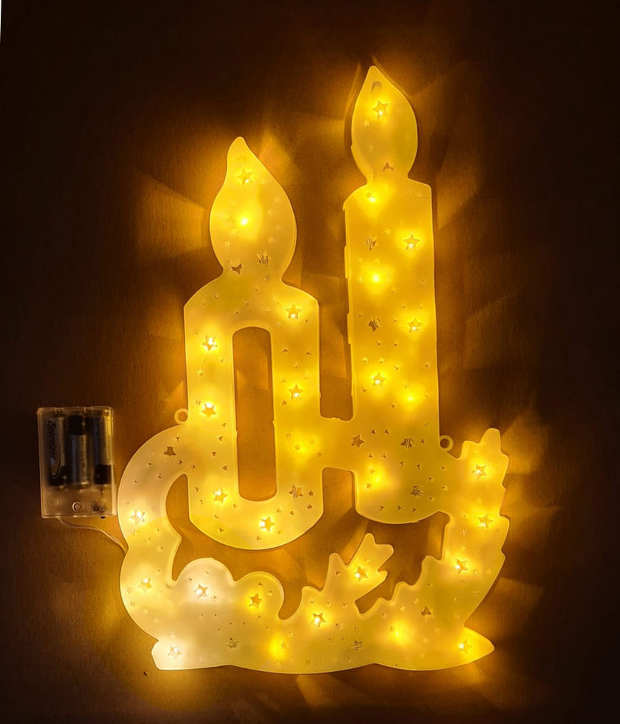 Ozdoba led na baterie świecznik lampki biały ciepły xxl 42cm