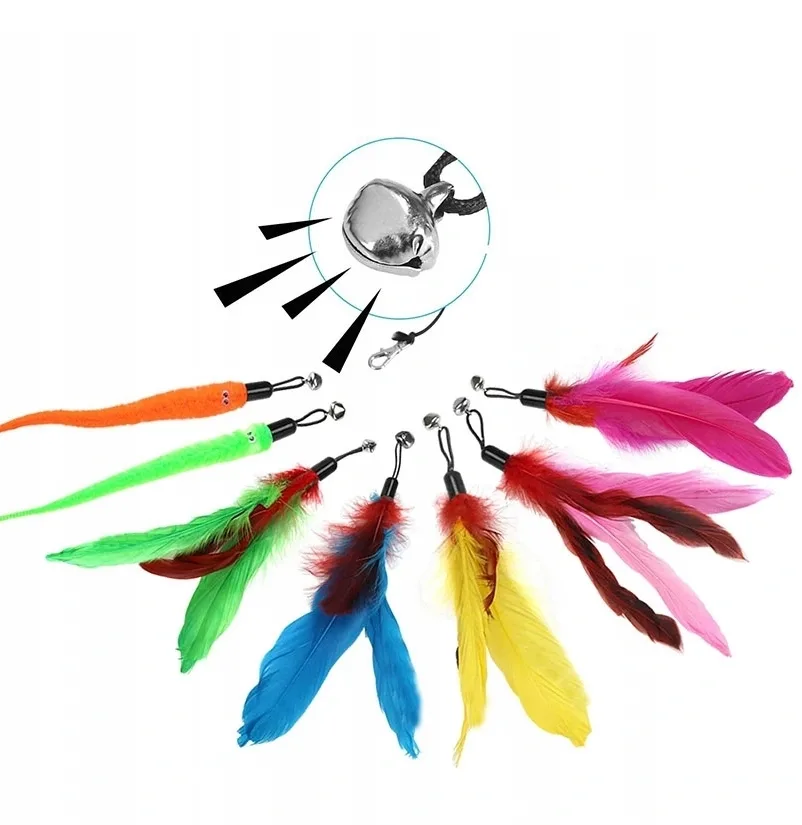 NUXIE® Zabawka dla kota wędka z piórkami akcesoria 11el - obrazek 2