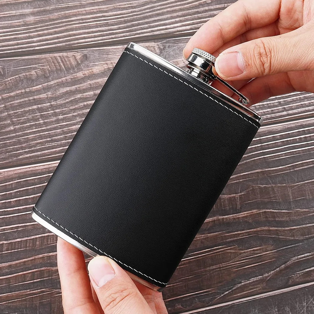 Piersiówka stalowa metalowa nierdzewna czarna 210ml - obrazek 2