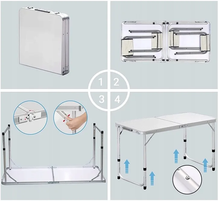 Stolik stół turystyczny ogrodowy składany walizka regulacja 120cm - obrazek 5