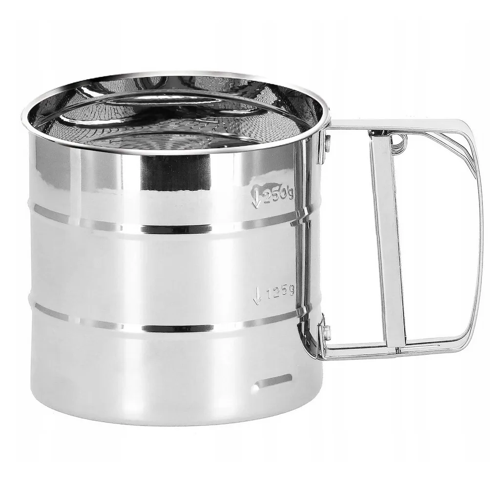 Przesiewacz do mąki kubek cedzak sitko stalowe - obrazek 4