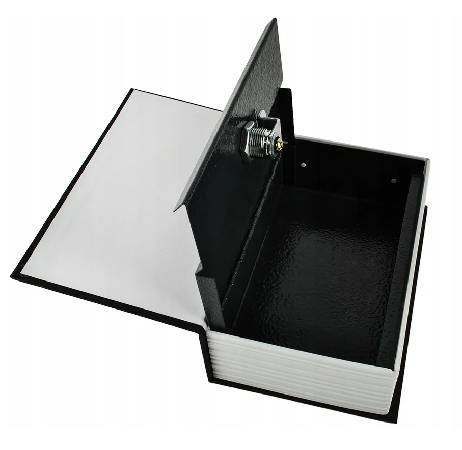 Sejf metalowa kasetka na pieniądze klucze książka duża - obrazek 2