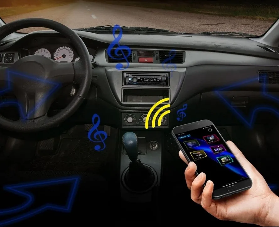 Radio samochodowe bluetooth bt 1-din usb aux sd pilot 4x50w - obrazek 4