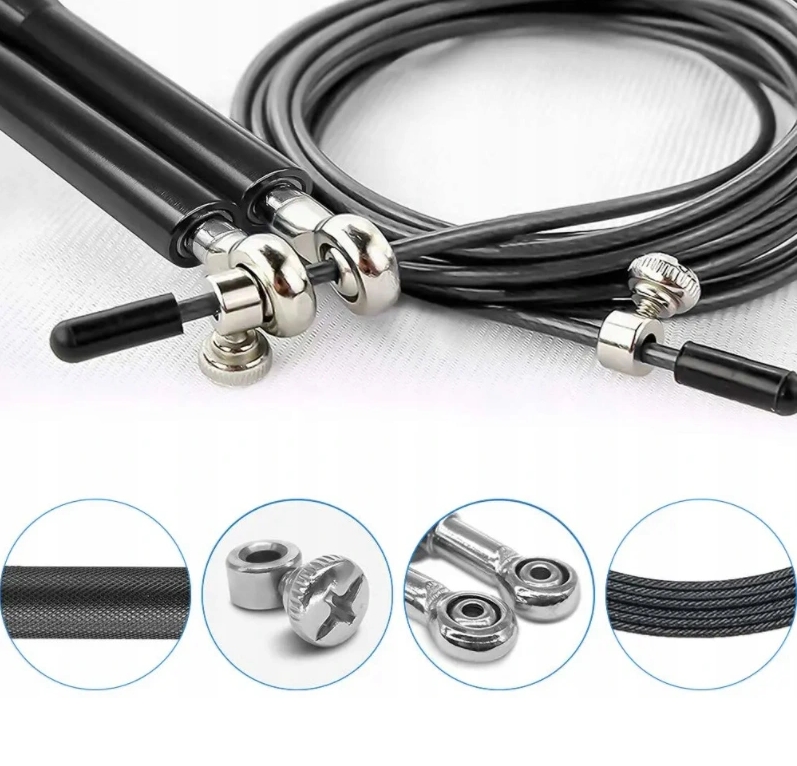 Skakanka łożyskowa bokserska crossfit stalowa regulowana 3m - obrazek 3