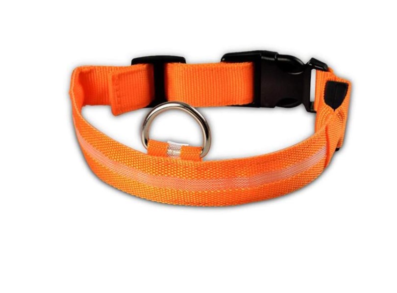 ŚWIECĄCA OBROŻA LED DLA PSA KOTA ROZMIAR M POMARAŃ