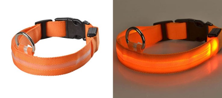 ŚWIECĄCA OBROŻA LED DLA PSA KOTA ROZMIAR M POMARAŃ
