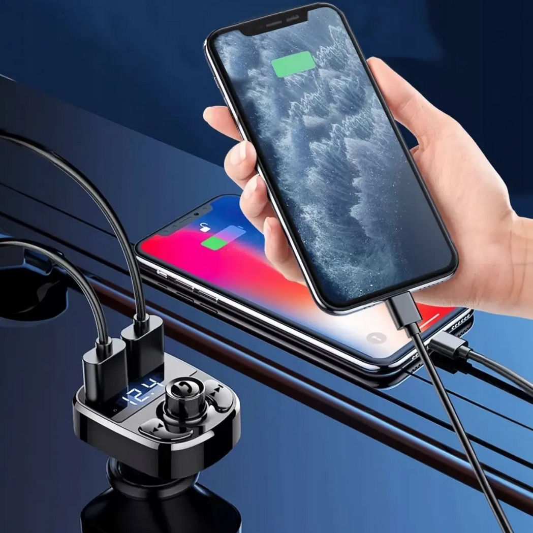 Transmiter fm bluetooth bt 5.0 ładowarka 2x usb microsd 12v 24v - obrazek 2