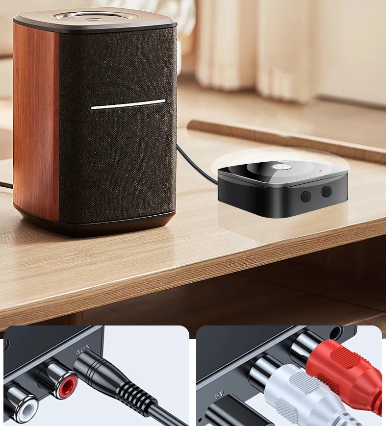 Adapter odbiornik nadajnik bluetooth bt 5.3 2x rca jack 3,5mm aptx nfc pilot - obrazek 2