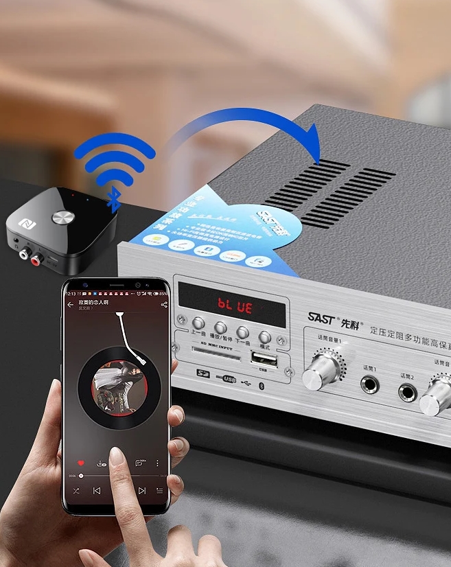 Adapter odbiornik nadajnik bluetooth bt 5.3 2x rca jack 3,5mm aptx nfc pilot - obrazek 3