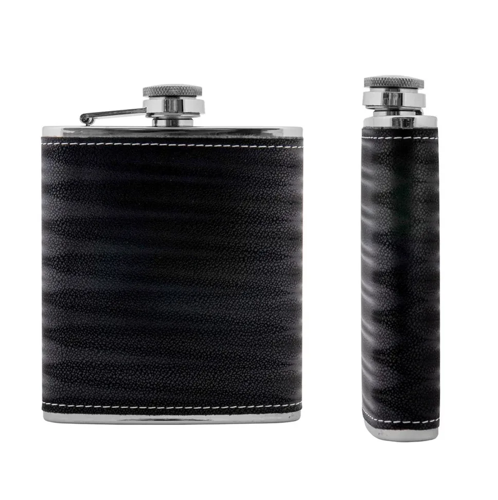 Piersiówka stalowa metalowa nierdzewna czarna 240ml - obrazek 2