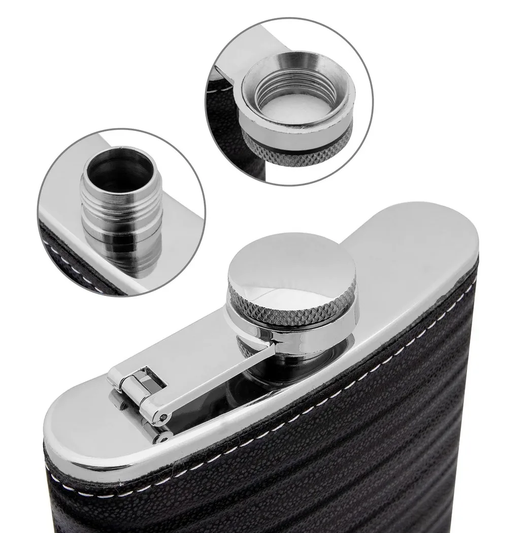 Piersiówka stalowa metalowa nierdzewna czarna 240ml - obrazek 4