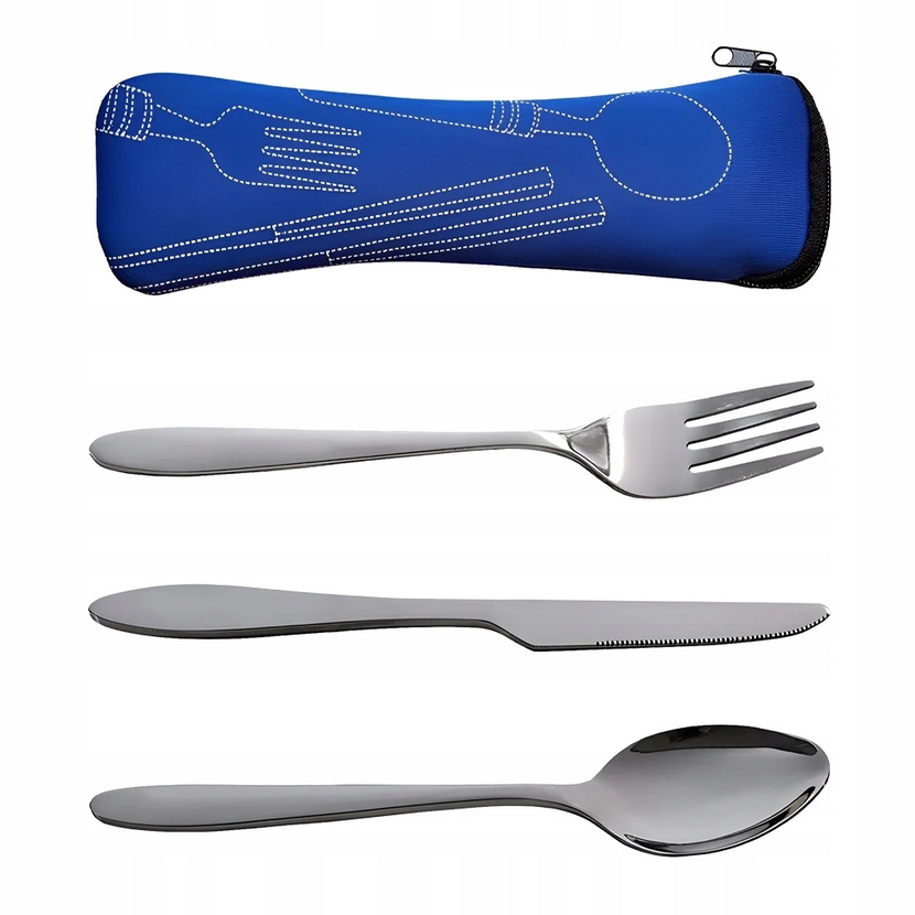 Sztućce turystyczne zestaw sztućców w pokrowcu etui nóż łyżka widelec 3el - obrazek 4