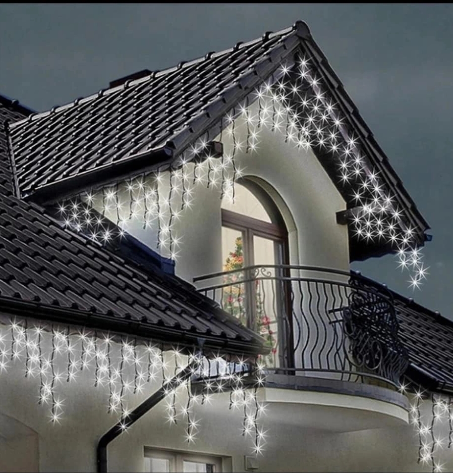 Sople 200 grube zewnętrzne led lampki biały zimny ip44 flash 8m - obrazek 5