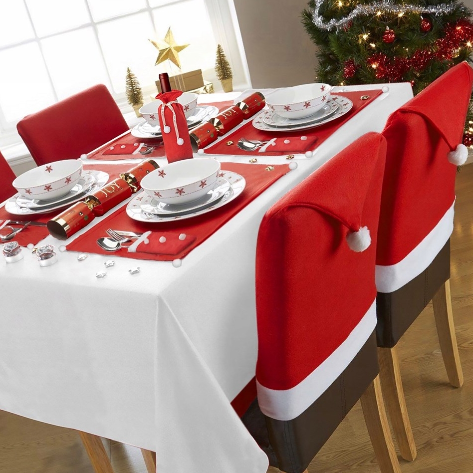 Pokrowiec na krzesło świąteczny czapka Mikołaja świąteczna 1szt - obrazek 2