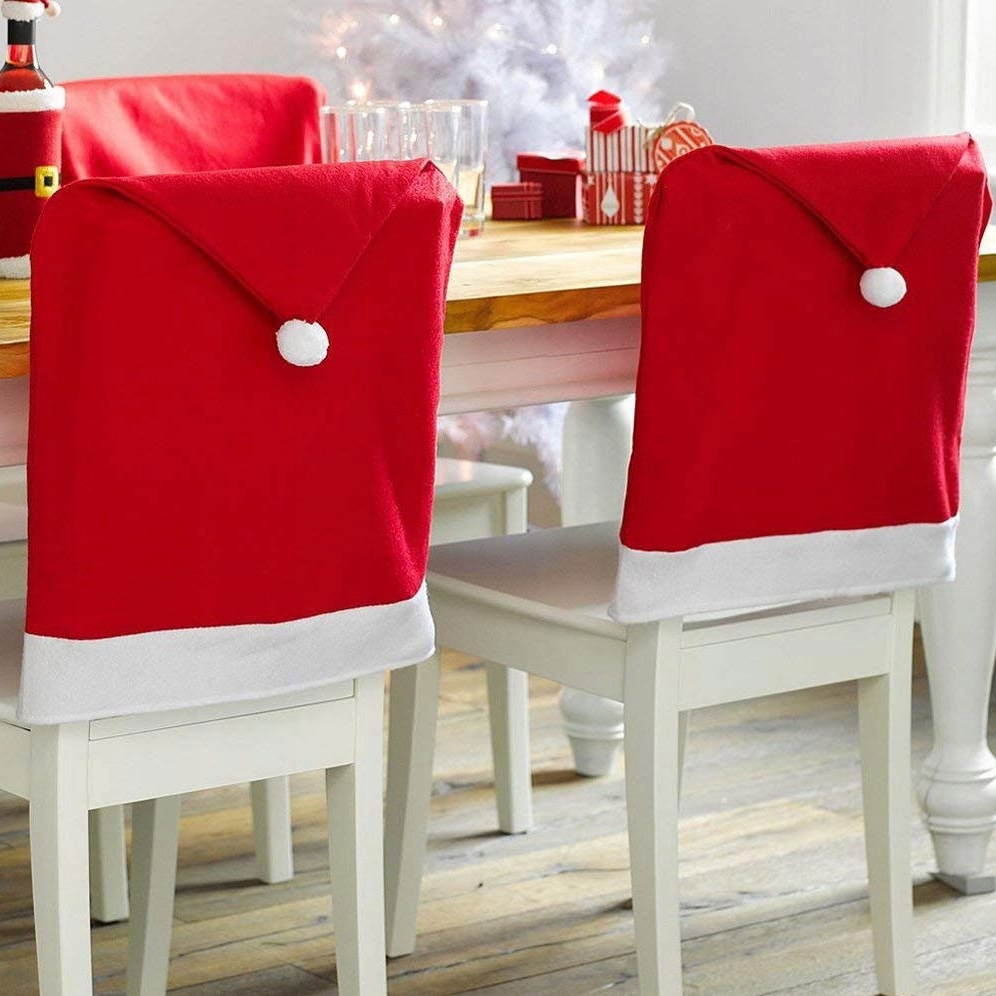 Pokrowiec na krzesło świąteczny czapka Mikołaja świąteczna 1szt - obrazek 4