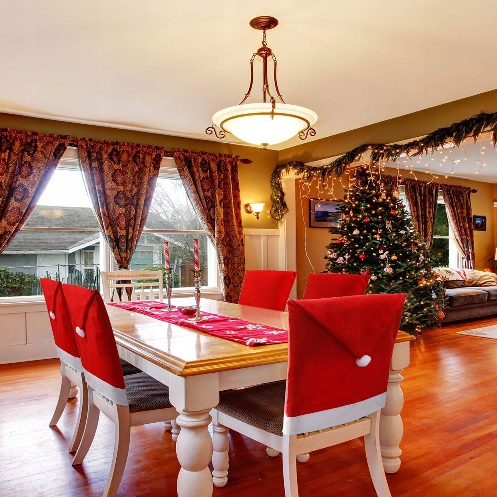 Pokrowiec na krzesło świąteczny czapka Mikołaja świąteczna 1szt - obrazek 5