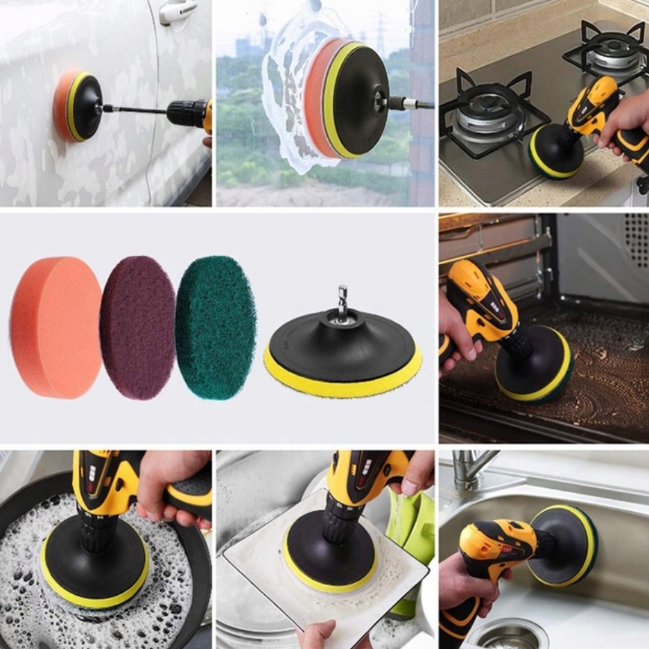 Szczotki sprzątające na wiertarkę wkrętarkę czyszczące pady zestaw 22el - obrazek 6