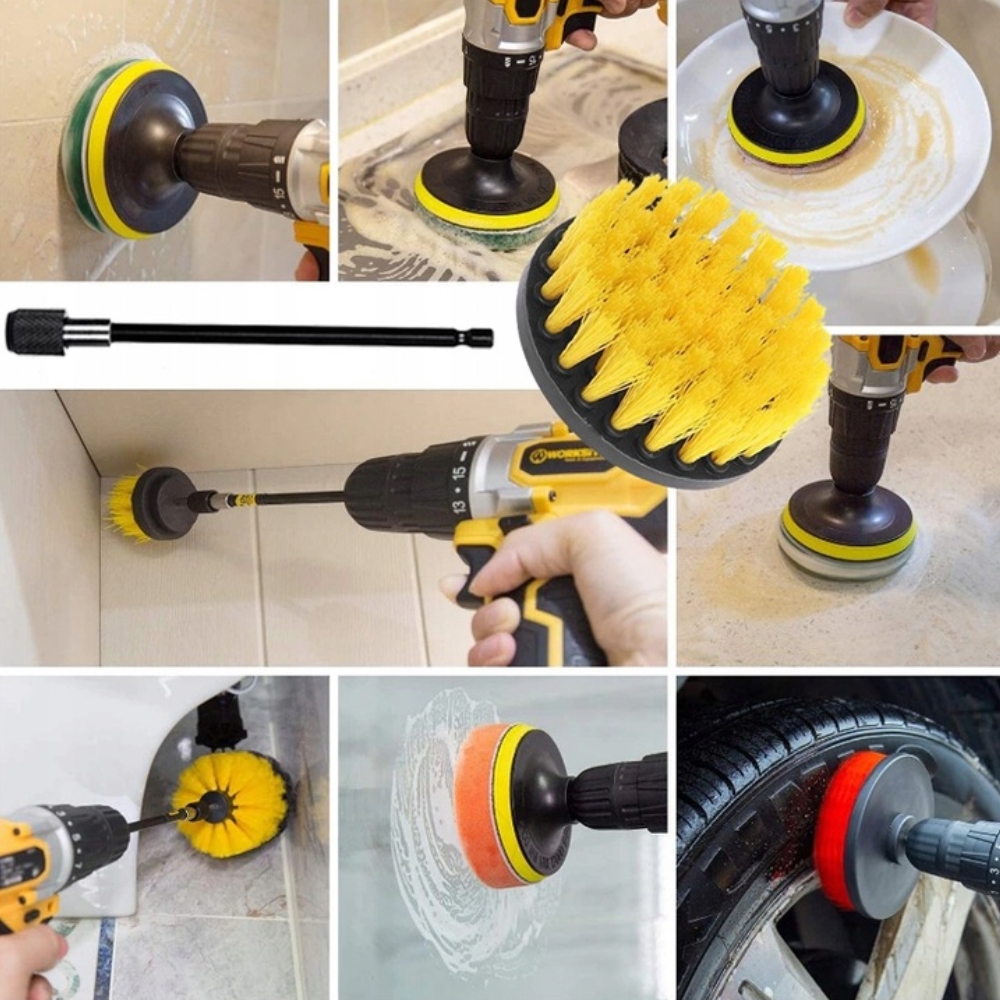 Szczotki sprzątające na wiertarkę wkrętarkę czyszczące pady zestaw 22el - obrazek 3