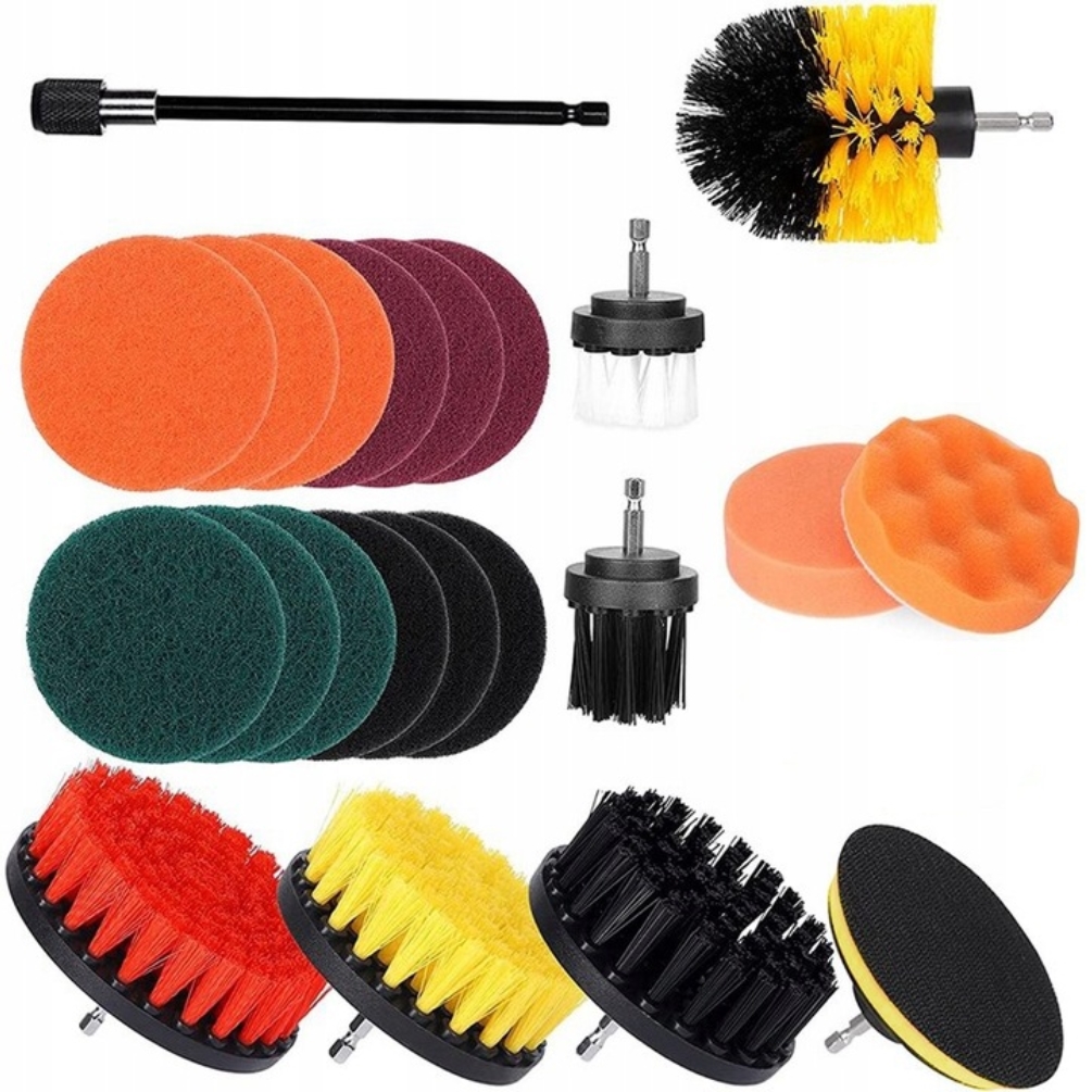 Szczotki sprzątające na wiertarkę wkrętarkę czyszczące pady zestaw 22el - obrazek 2