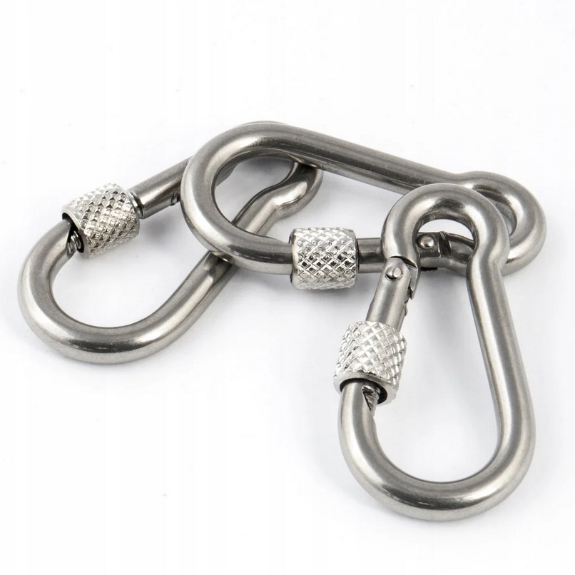 HÖGLER Karabińczyk karabinek z zabezpieczeniem turystyczny brelok do kluczy 8cm 8mm - obrazek 2