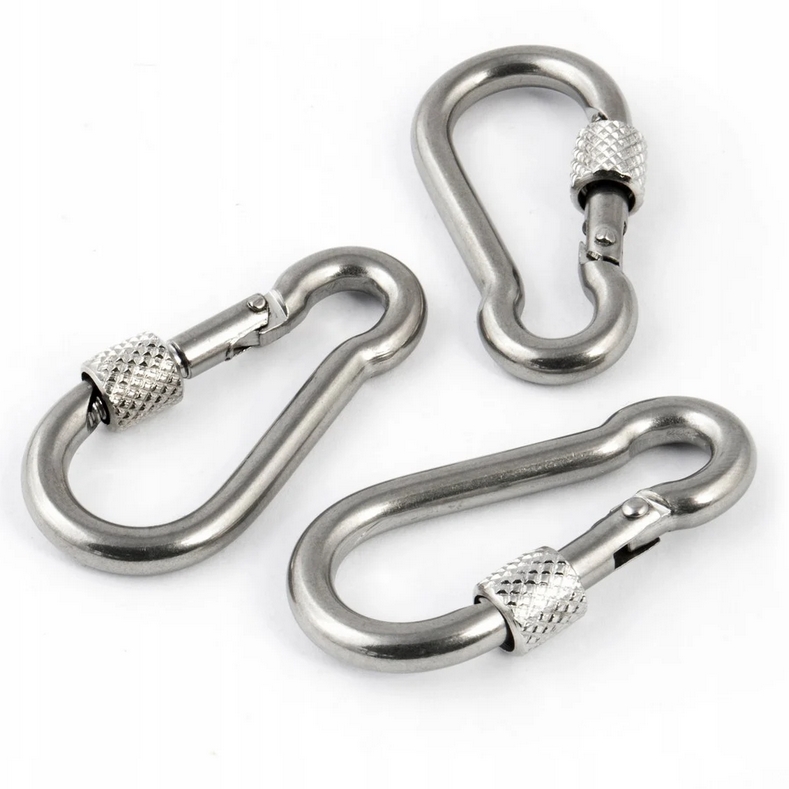 HÖGLER Karabińczyk karabinek z zabezpieczeniem turystyczny brelok do kluczy 8cm 8mm - obrazek 3