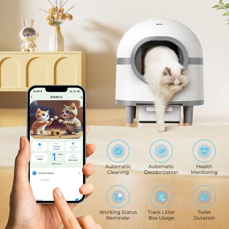 NUXIE® Kuweta samoczyszcząca dla kota inteligentna smart wifi aplikacja 60l - obrazek 2