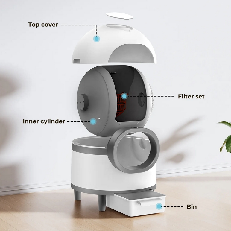 NUXIE® Kuweta samoczyszcząca dla kota inteligentna smart wifi aplikacja 60l - obrazek 4