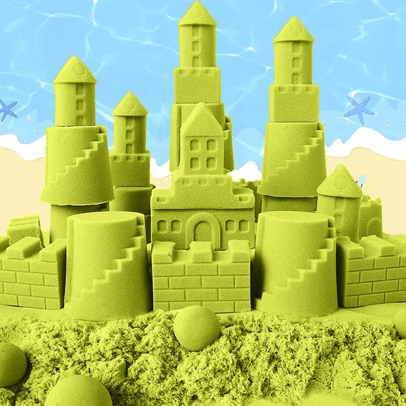 Piasek kinetyczny piaskownica basen foremki łopatka akcesoria zestaw 18 foremek 3kg - obrazek 5