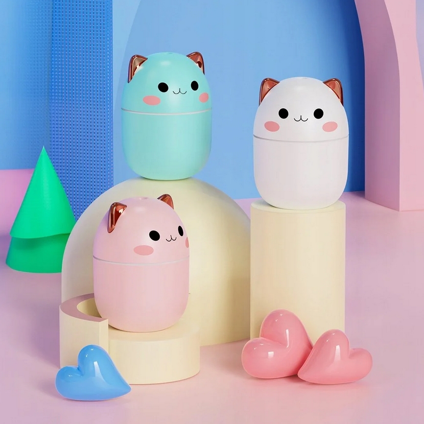 Nawilżacz powietrza kotek mini dyfuzor zapachowy lampka nocna led rgb - obrazek 3