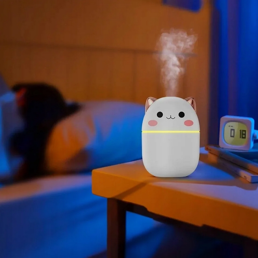 Nawilżacz powietrza kotek mini dyfuzor zapachowy lampka nocna led rgb - obrazek 6