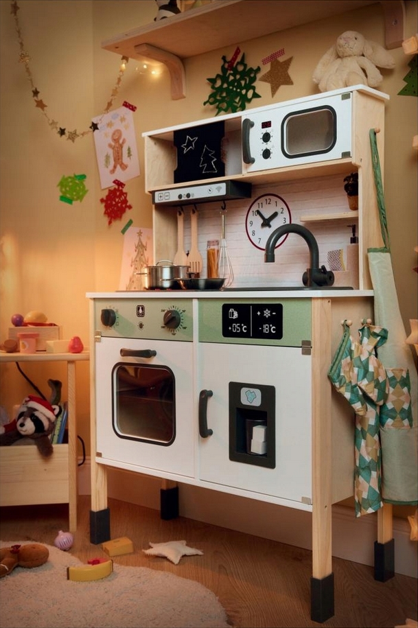 Drewniana kuchnia do zabawy dla dzieci zabawka duża efekty świetlne playtive lidl + akcesoria - obrazek 8