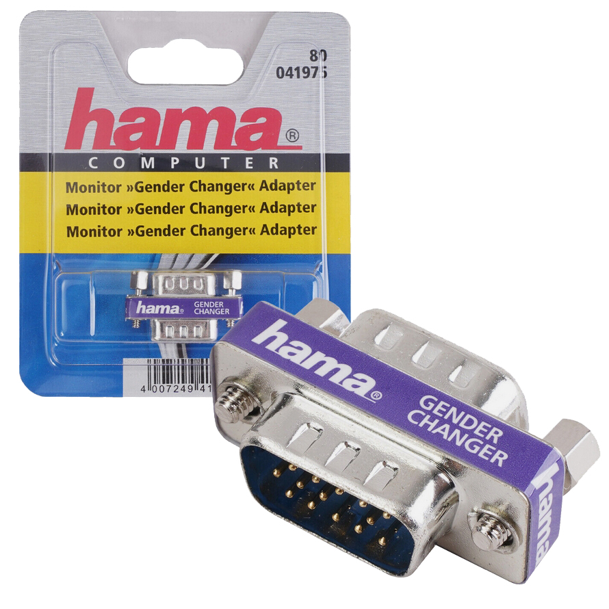 Hama przejściówka vga s-vga męski żeński wtyk 15-pin hdd 3 rzędowy