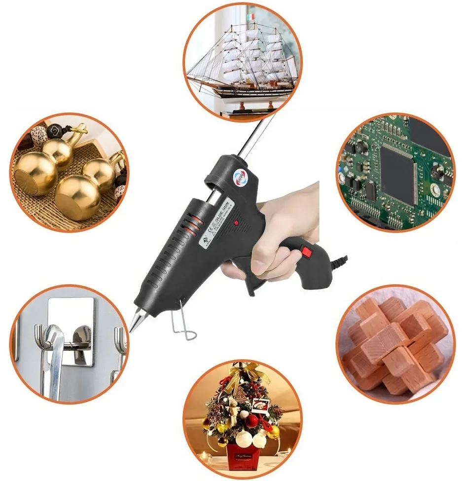 Pistolet do kleju na gorąco włącznik metalowa końcówka 60w 11mm - obrazek 2