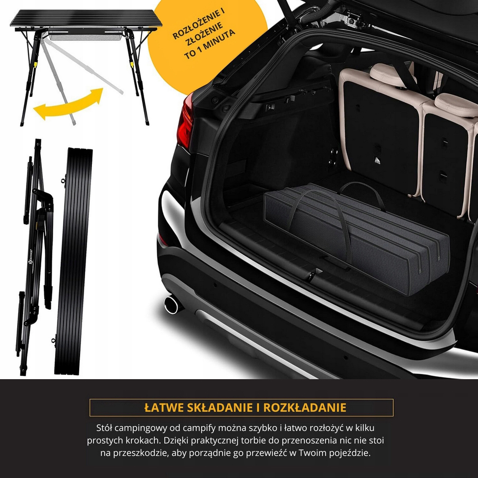 Stolik turystyczny aluminiowy składany ogrodowy regulowany kempingowy rozkładany + pokrowiec PREMIUM - obrazek 4