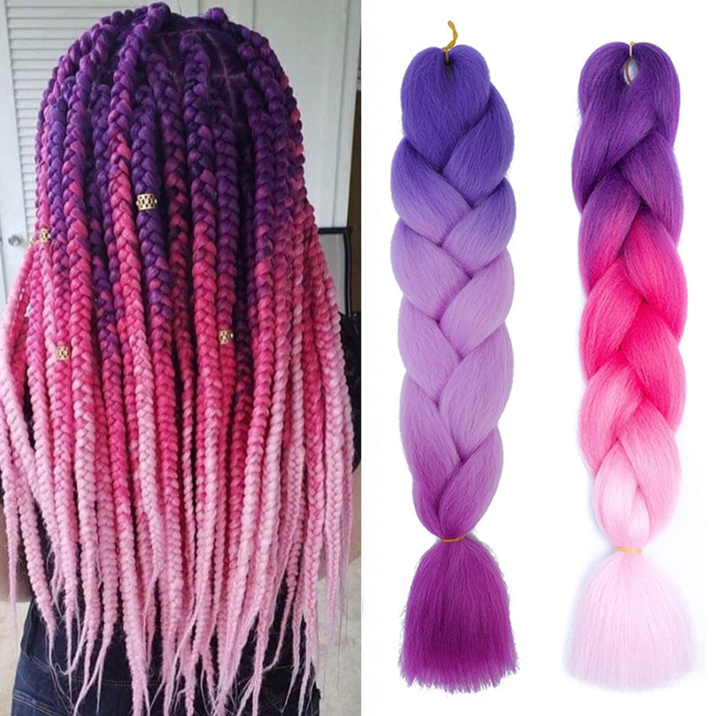 Włosy syntetyczne kolorowe warkoczyki dredy ombre