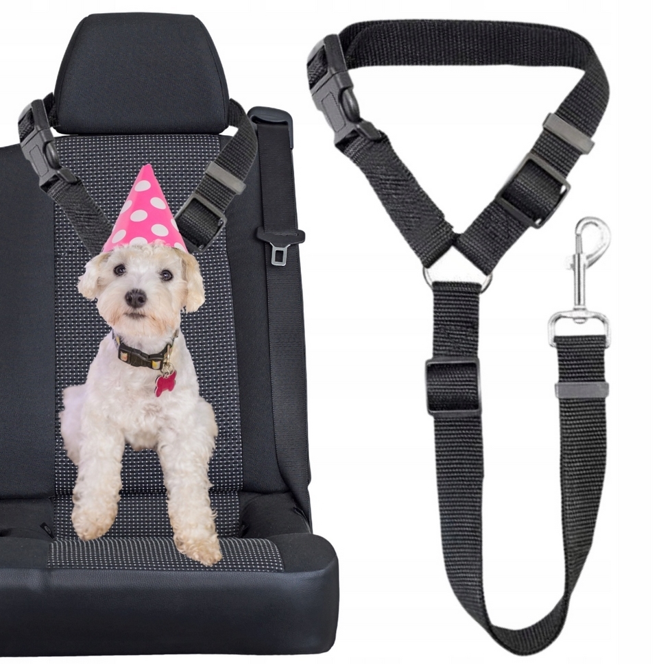 NUXIE® Smycz bezpieczeństwa do auta dla psa kota krótka samochodu na zagłówek 73cm