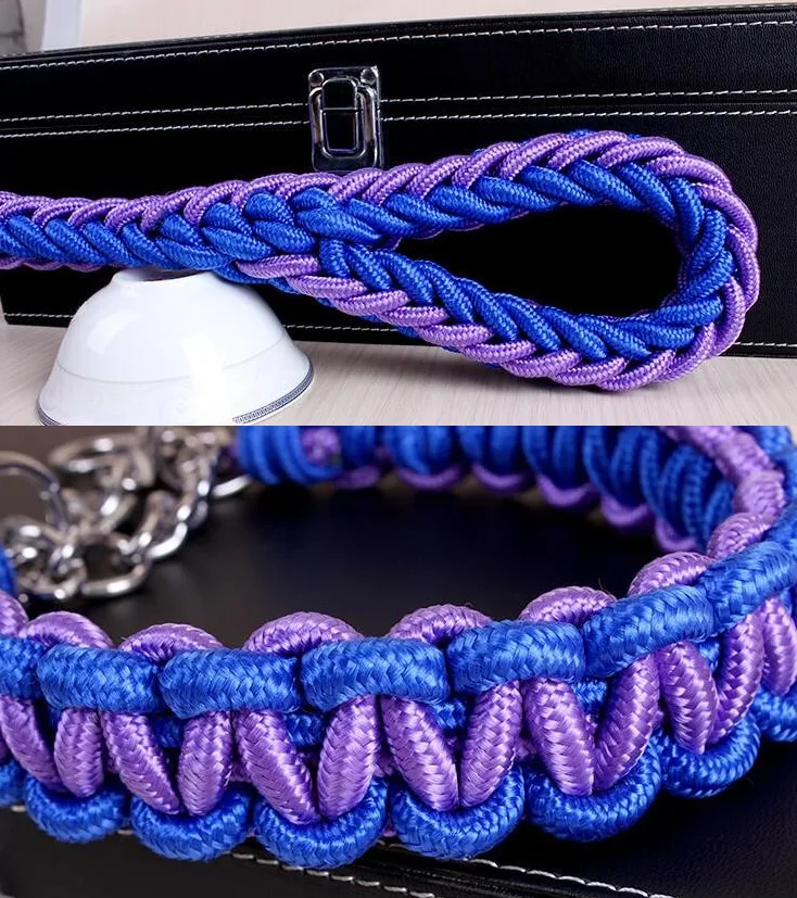 NUXIE® Smycz z obrożą dla psa gruba pleciona mocna zestaw 2m - obrazek 3