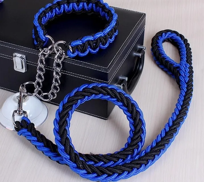 NUXIE® Smycz z obrożą dla psa gruba pleciona mocna zestaw 2m - obrazek 7