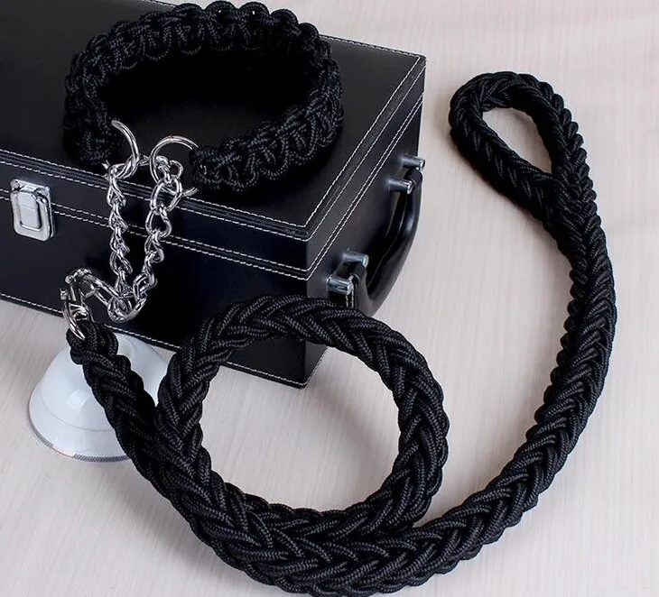 NUXIE® Smycz z obrożą dla psa gruba pleciona mocna zestaw 2m - obrazek 6