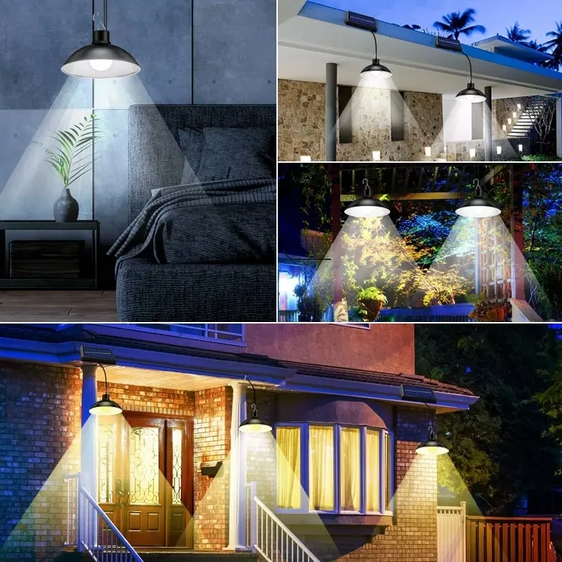 Żyrandol lampa solarna wisząca sufitowa zewnętrzna + pilot - obrazek 4