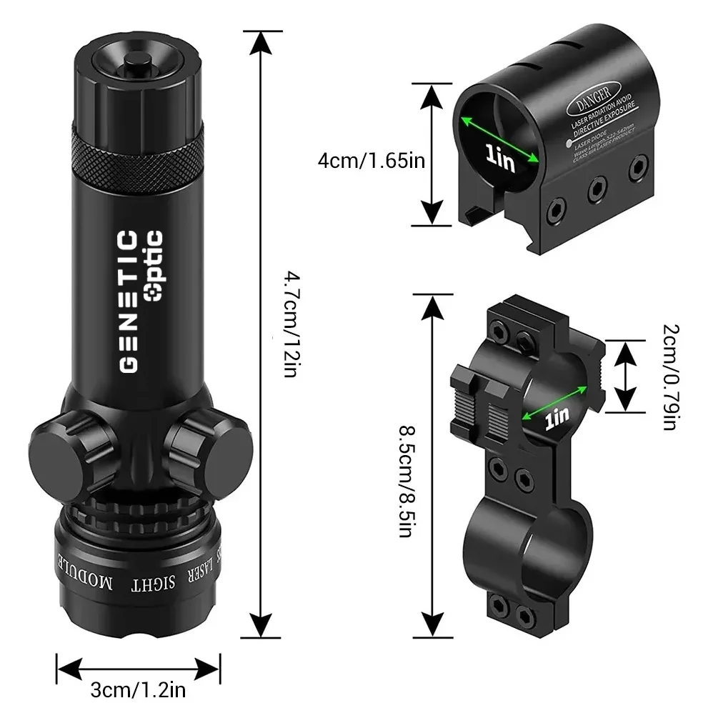 GENETIC® Celownik laserowy laser wskaźnik do wiatrówki asg zestaw czerwony szyna 19-22mm - obrazek 5