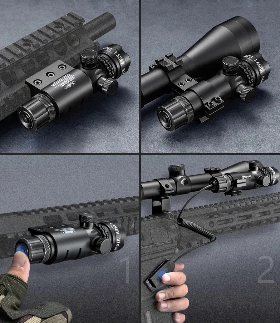 GENETIC® Celownik laserowy laser wskaźnik do wiatrówki asg zestaw czerwony szyna 19-22mm - obrazek 7