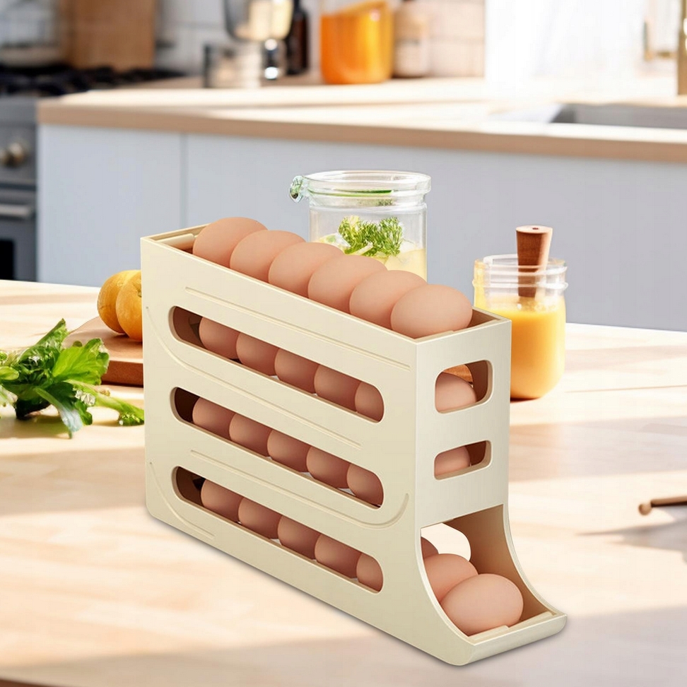 Pojemnik na jajka półka organizer do lodówki automatyczny podajnik do jajek - obrazek 3