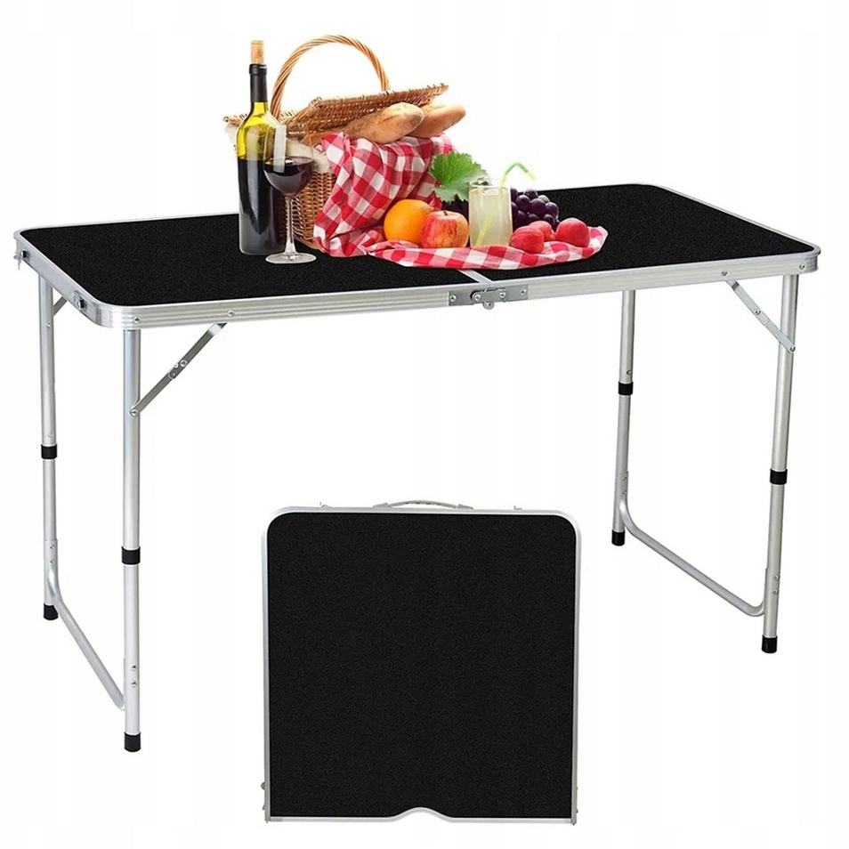 Stolik stół turystyczny składany kempingowy z krzesłami czarny 4 krzesła zestaw - obrazek 4