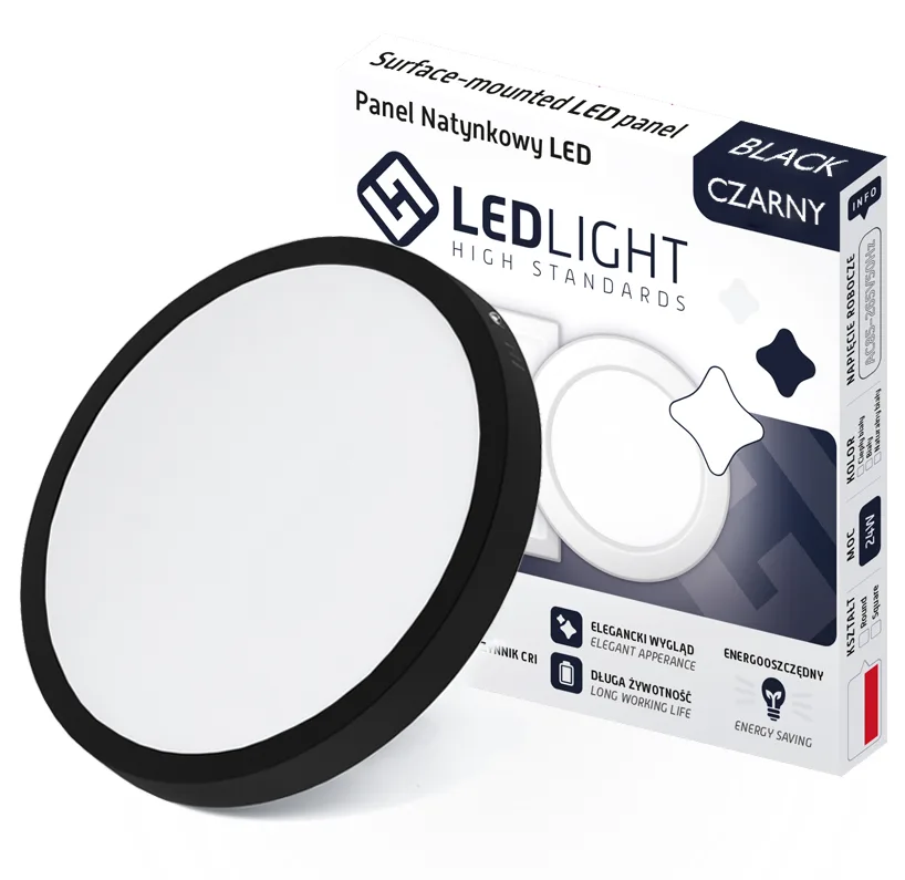 LEDLIGHT Plafon led panel natynkowy niemrugający czarny ccd biały ciepły 18w