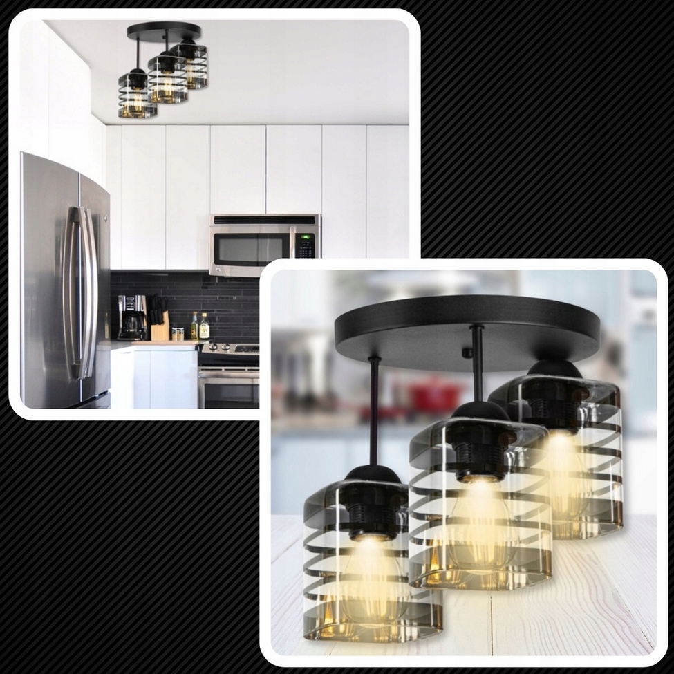 LEDLIGHT Lampa sufitowa wisząca plafon led żyrandol na 3 żarówki e27 premium - obrazek 4